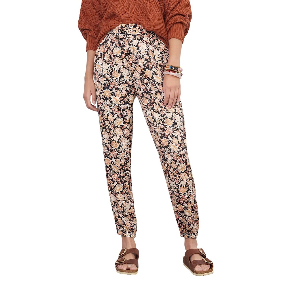 Anthropologie Diandra Pleated Joggers Women 8 Multicolor Floral Boho Cottagecore